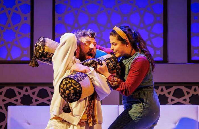 Nicholas Karimi and Yasemin Özdemir in Arabian Nights at Bristol Old Vic. Photo: Ellie Kurttz