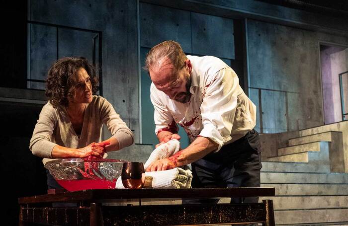 Ralph Fiennes and Indira Varma in Macbeth at the Depot, Liverpool. Photo: Matt Humphrey