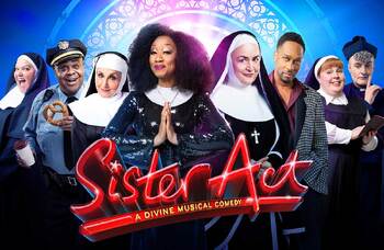 Alison Jiear, Clive Rowe, Lesley Joseph, Beverley Knight, Ruth Jones, Lemar, Lizzie Bea, and Carl Mullaney in Sister Act The Musical