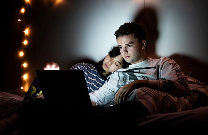 Andrea Gatchalian and James Wilbraham in Ikaria at Park Theatre, London. Photo: Jake Bush Andrea Gatchalian and James Wilbraham in Ikaria at Park Theatre, London. Photo: Jake Bush