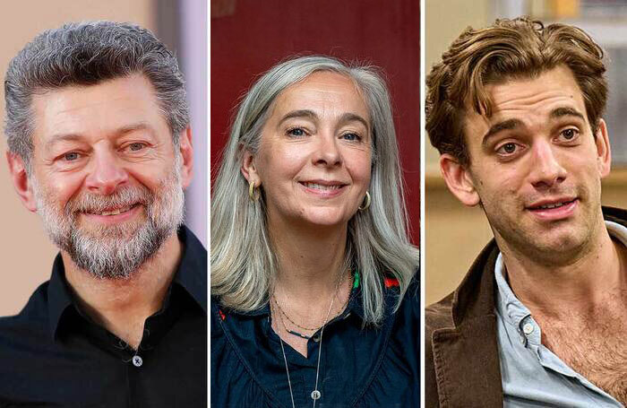 Andy Serkis, Vicky Featherston and Andrew Richardson. Photos: Shutterstock/Jill Mead/Manuel Harlan