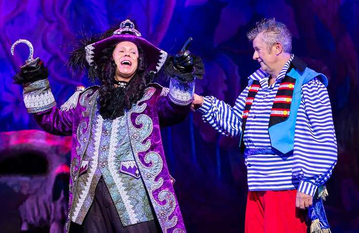 Soon to be UNESCO-approved? Rob Rinder and Joe Pasquale in pantomime Peter Pan at Cliffs Pavilion, Southend. Photo: Ryan Dinham