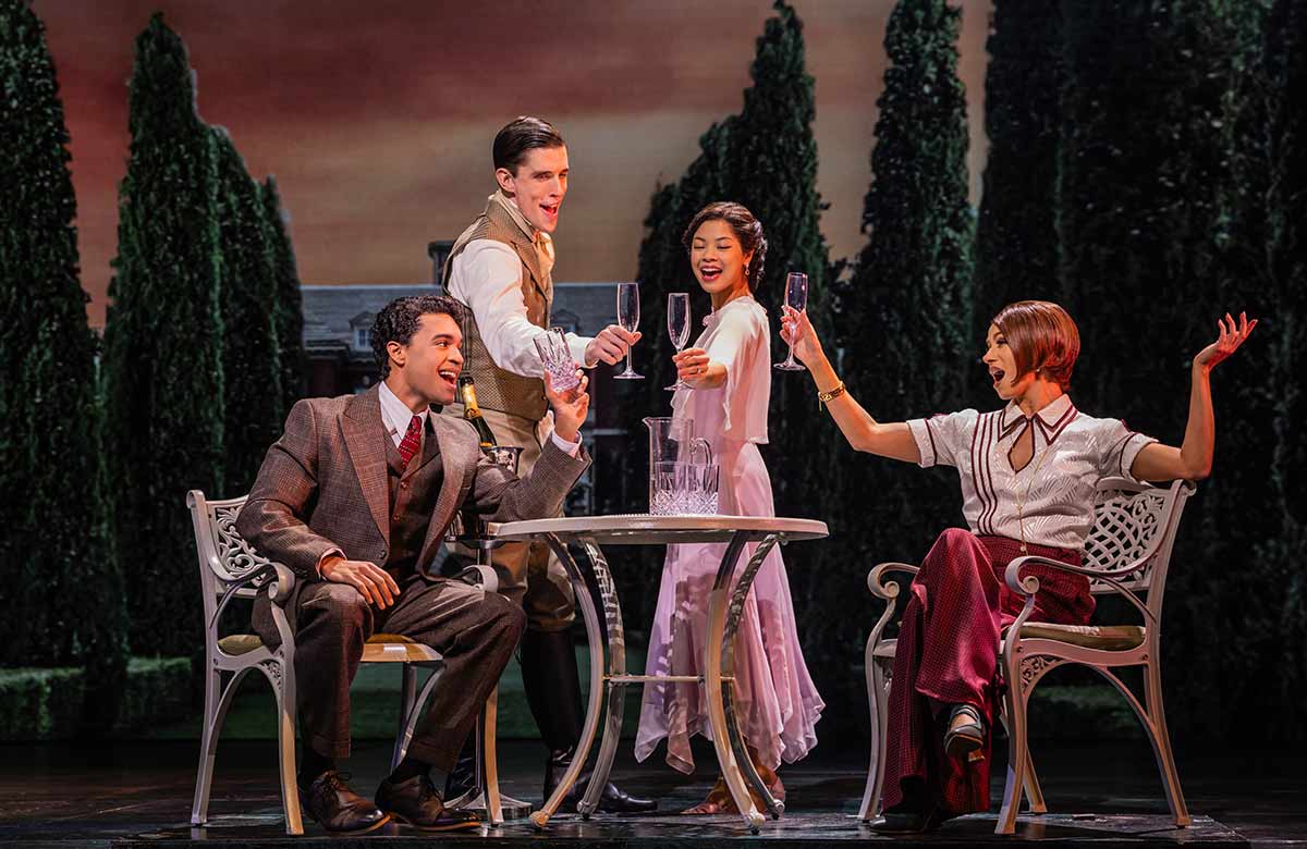Noah J Ricketts, John Zdrojeski, Eva Noblezada and Samantha Pauly in The Great Gatsby at the Paper Mill Playhouse. Photo: Evan Zimmerman Noah J Ricketts, John Zdrojeski, Eva Noblezada and Samantha Pauly in The Great Gatsby at the Paper Mill Playhouse. Photo: Evan Zimmerman