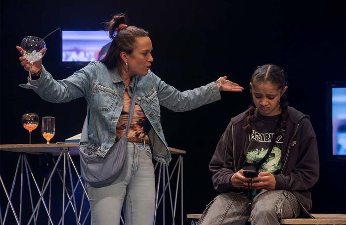 Eleanor Henderson and Olivia Pentelow in Wish You Weren&rsquo;t Here at the Tanya Moiseiwitsch Playhouse, Sheffield Theatres. Photos: Chris Saunders