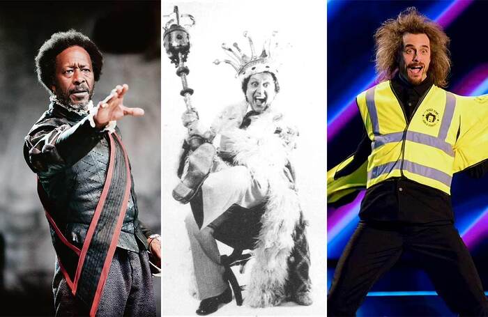 Clowning around: Clarke Peters as the Fool in King Lear at the Almeida, master of the form Ken Dodd and Viggo Venn, winner of ITV's Britain’s Got Talent. Photos: Johan Persson/Shutterstock