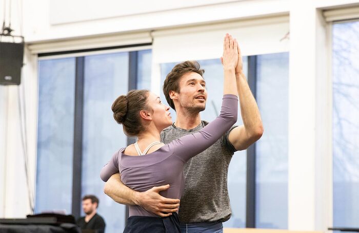 Joseph Taylor and Abigail Prudames rehearsing Northern Ballet’s Romeo and Juliet. Photo: Sophie Beth Jones