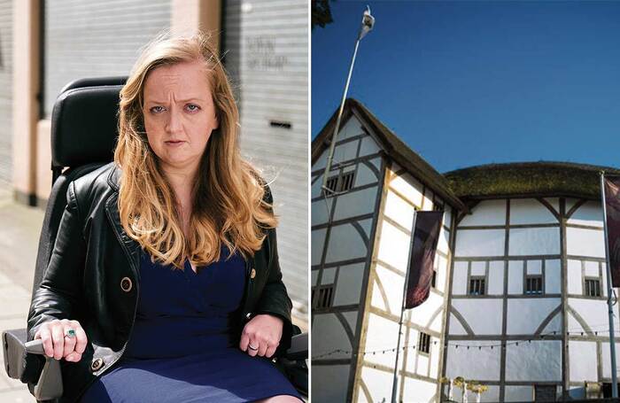 Actor Athena Stevens and Shakespeare&rsquo;s Globe, London. Photo: Shutterstock