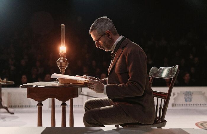 Jeremy Strong in An Enemy of the People at Circle in the Square Theatre, New York. Photo: Emilio Madrid