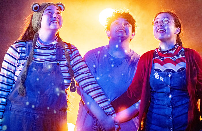 Emily McGlynn, Alex Brain and Helen Chong in Cassie and the Lights at Southwark Playhouse Borough. Photo: Claire Bilyard Emily McGlynn, Alex Brain and Helen Chong in Cassie and the Lights at Southwark Playhouse Borough. Photo: Claire Bilyard