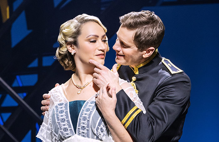 Eden Espinosa and Andrew Samonsky in Lempicka at the Longacre Theatre, New York. Photo: Matthew Murphy and Evan Zimmerman