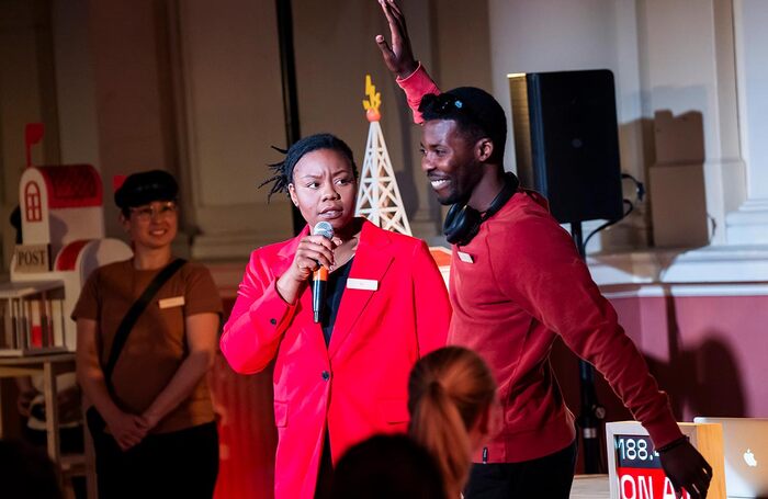 Ewa Dina and Jyuddah Jaymes in Coney’s 1884 at Shoreditch Town Hall, London. Photo: Tristram Kenton