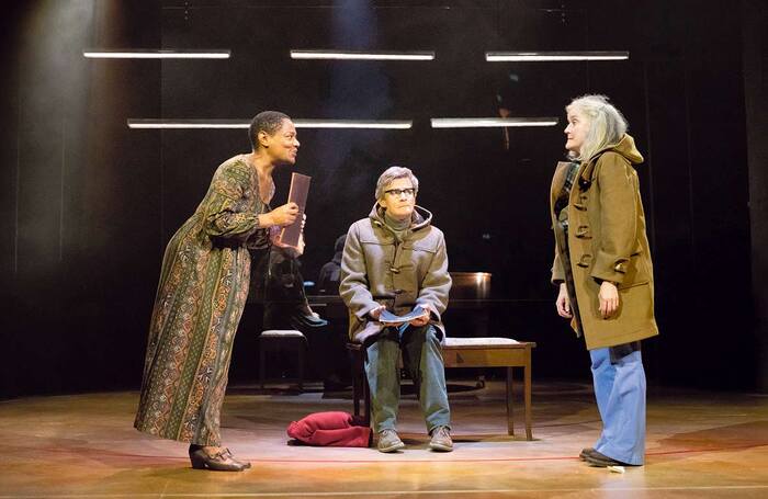 Suzette Llewellyn, Charles Edwards and Sophie Thompson in The Ballad of Hattie and James, an English Touring Theatre and Kiln Theatre co-production (2024). Photo: Mark Senior