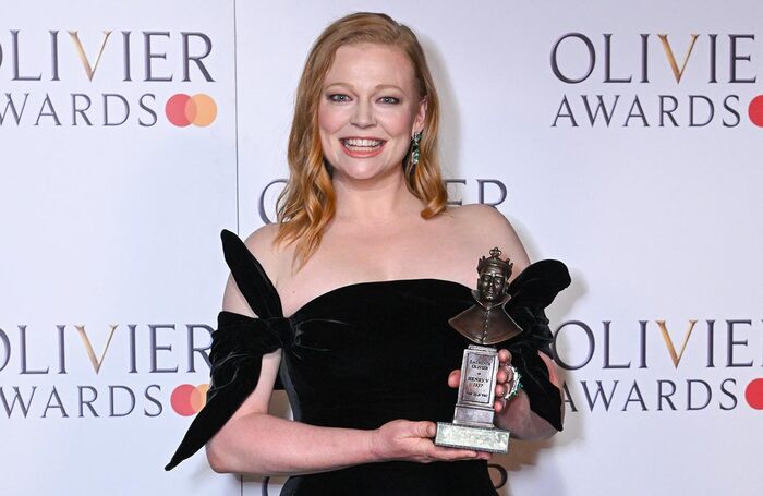 Sarah Snook, after winning the Olivier award for best actress. Photo: Joanne Davidson