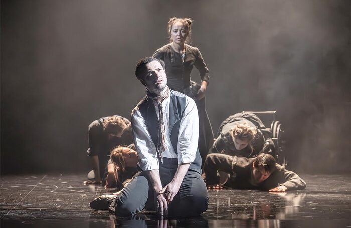 Jamael Westman, Ami Tredrea and the cast in London Tide at the National Theatre, London. Photo: Marc Brenner