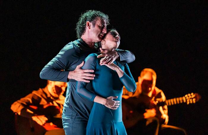 Angel Mu&ntilde;oz and Adriana Bilbao in Paco Pe&ntilde;a Flamenco Dance Company: Solera at Sadler's Wells, London. Photo: Tristram Kenton