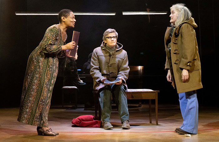 Suzette Llewellyn, Charles Edwards and Sophie Thompson in The Ballad of Hattie and James at Kiln Theatre, London. Photo: Mark Senior