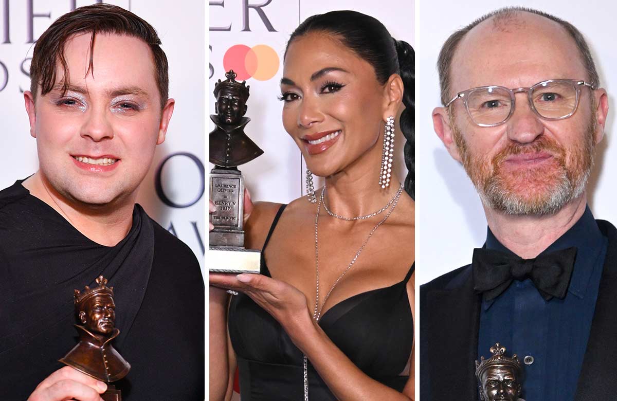 Jak Malone, Nicole Scherzinger and Mark Gatiss at the Olivier Awards 2024. Photos: Joanne Davidson Jak Malone, Nicole Scherzinger and Mark Gatiss at the Olivier Awards 2024. Photos: Joanne Davidson