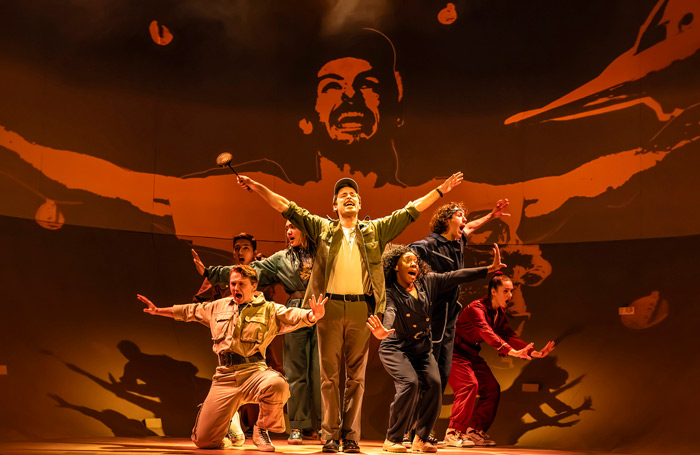 The cast of 42 Balloons at The Lowry, Salford. Photo: Pamela Raith Photography