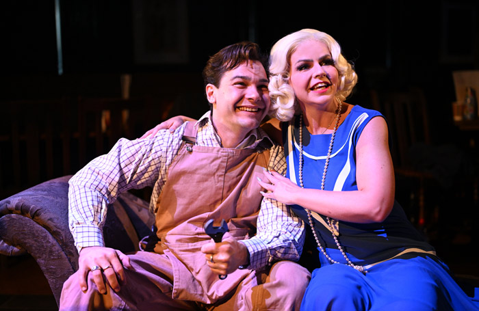 Hugo Pilcher and Shelley Rivers in A Tailor-Made Man at the Stage Door Theatre, London. Photo: Peter Davies 