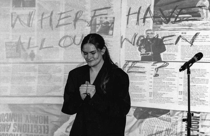 Writer/performer Elizabeth Huskisson in Where Have All Our Women Gone?