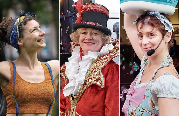 From left: strongwoman Aoife Raleigh; Dea Birkett, Circus250 founder and organiser of the Daring Dames Festival; and Francesca Martello, who clowns as Fra Mart&oacute;