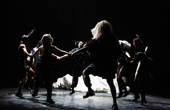 The cast of Igor x Moreno: Karrasekare at The Place, London. Photo: Cosimo Trimboli