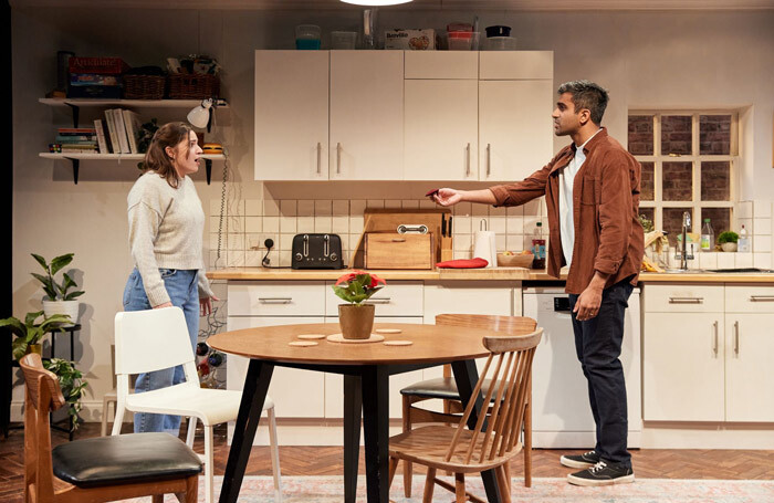 Pearl Chanda and Bally Gill in The Harmony Test at Hampstead Theatre, London. Photo: Richard Lakos 