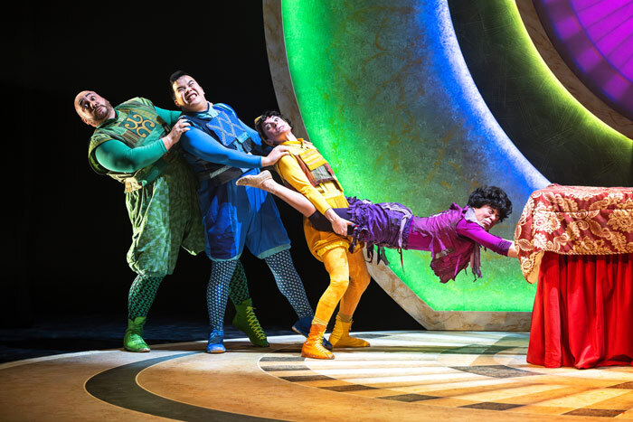 The cast of The Princess and the Pea at Unicorn Theatre, London. Photo: Foteini Christofilopoulou