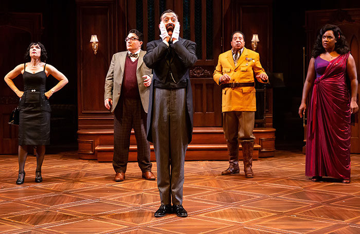 Elizabeth Bunch, Christopher Salazar, Dylan Godwin, David Rainey and Michelle Elaine in Clue at the Alley Theatre in 2022. Photo: Lynn Lane