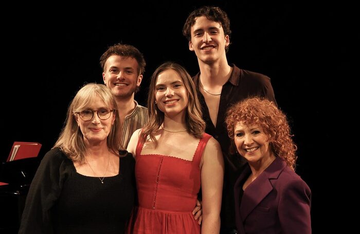 Jenna Russell (patron and judge), Oliver Halford (Emil Dale Academy, commended), Madeleine Morgan (Royal Academy of Music, winner), Gavin Rasmussen (LAMDA, runner-up), Bonnie Langford (host) Jenna Russell (patron and judge), Oliver Halford (Emil Dale Academy, commended), Madeleine Morgan (Royal Academy of Music, winner), Gavin Rasmussen (LAMDA, runner-up), Bonnie Langford (host)