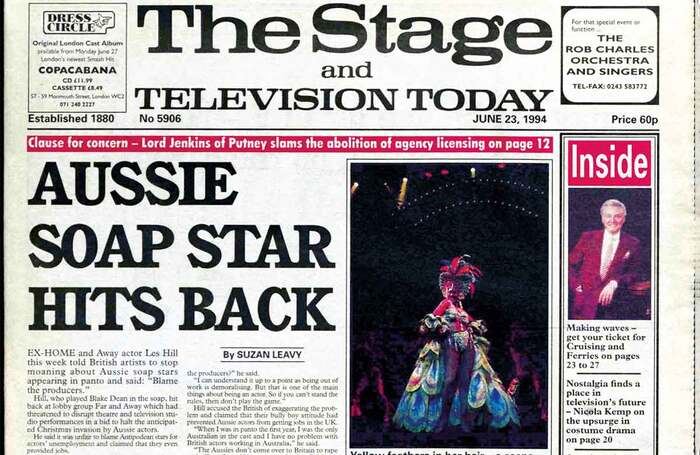Clipping from The Stage edition of June 23, 1994