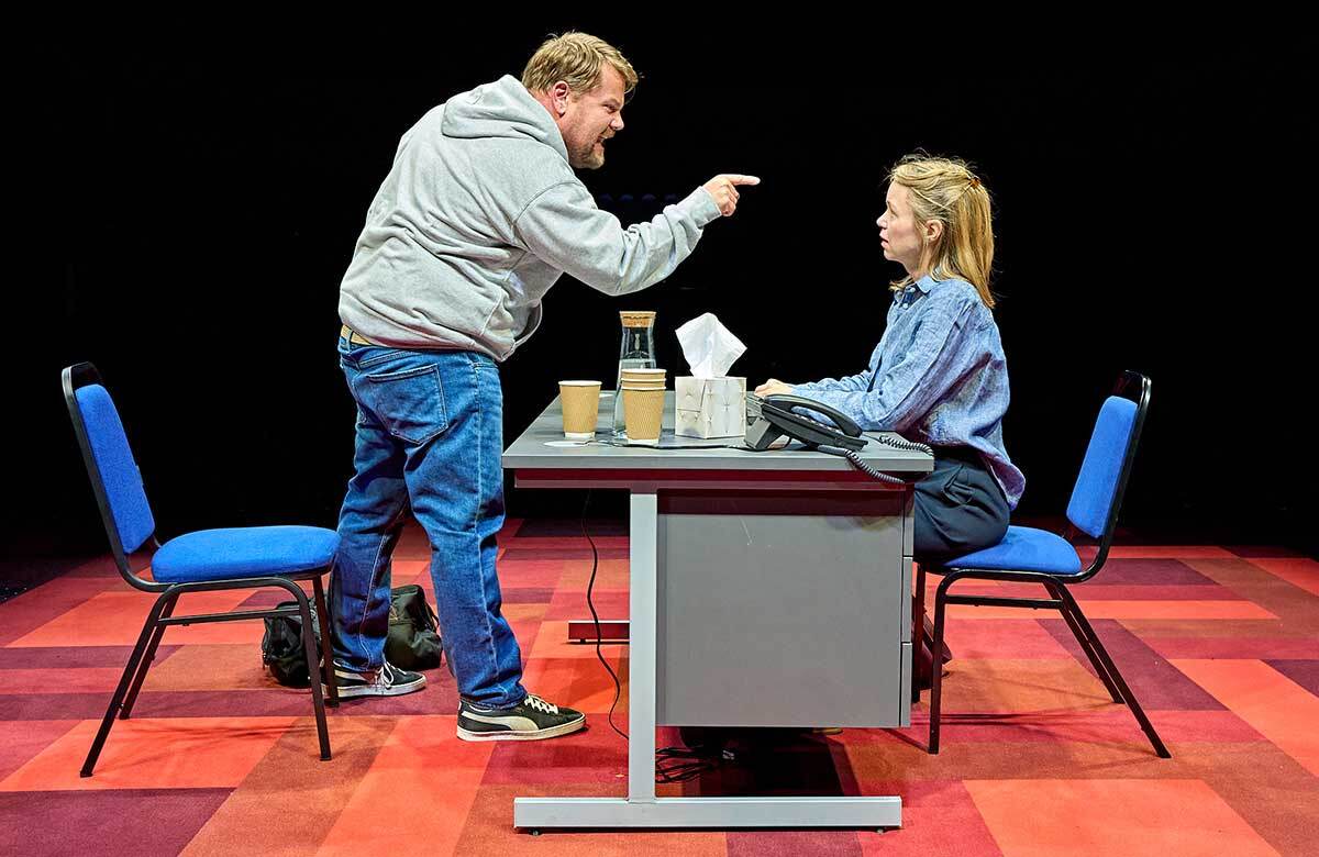 James Corden and Anna Maxwell Martin in The Constituent at the Old Vic. Photo: Manuel Harlan James Corden and Anna Maxwell Martin in The Constituent at the Old Vic. Photo: Manuel Harlan