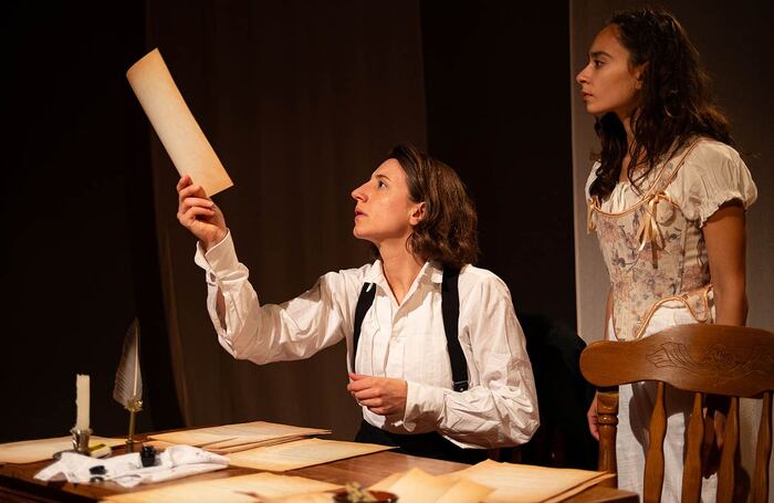 L&eacute;a des Garets and Iniki Mariano in George at Omnibus Theatre, London. Photo: Marie Campain
