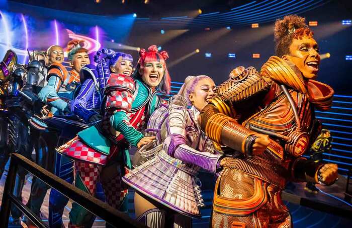 Jeevan Braich and the cast of Starlight Express at Troubadour Wembley Park, London. Photo: Pamela Raith