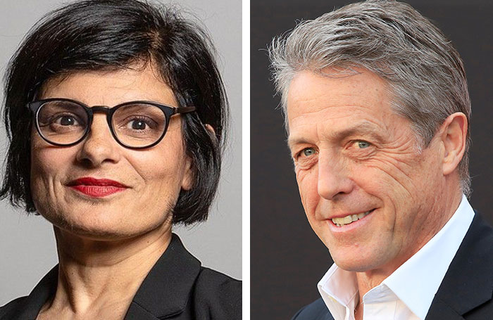 Thangam Debbonaire and Hugh Grant. Photos: Labour Party/Shutterstock