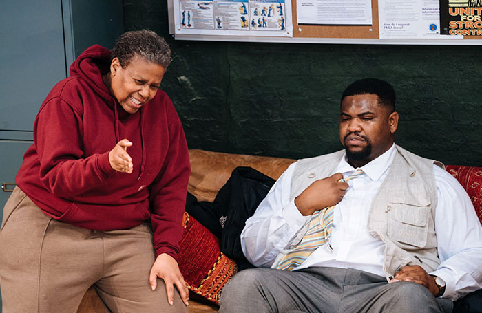 Pamela Nomvete and Tobi Bamtefa in Skeleton Crew at the Donmar Warehouse, London. Photo: Helen Murray Pamela Nomvete and Tobi Bamtefa in Skeleton Crew at the Donmar Warehouse, London. Photo: Helen Murray