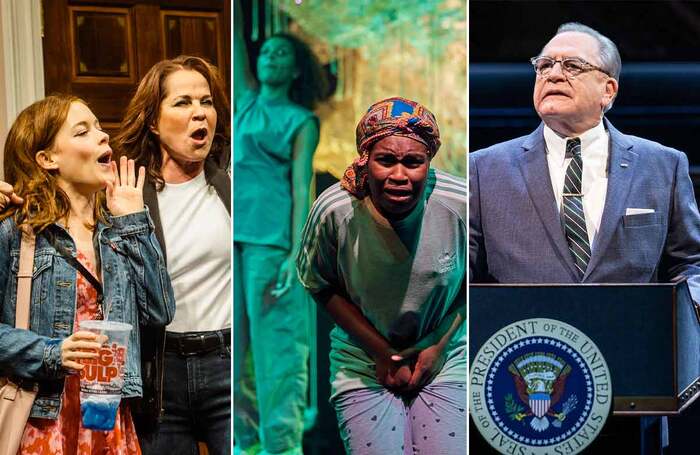 POTUS at the Geffen Playhouse, Los Angeles (2024); seven methods of killing kylie jenner at the Woolly Mammoth Theatre Company (2023); The Great Society at Vivian Beaumont Theater, Broadway (2019). Photos: Jeff Lorch/DJ Corey/Evan Zimmerman