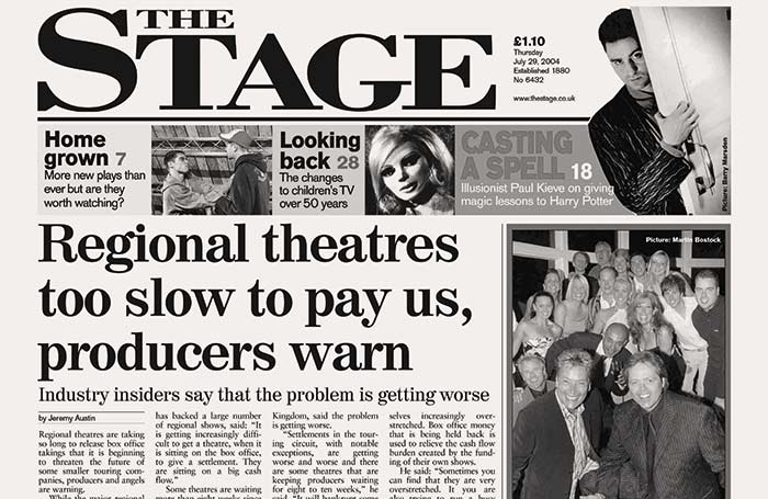 Front page of the July 29, 2004 edition of The Stage