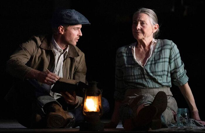 Harry Treadaway and Cherry Jones in The Grapes of Wrath at the Lyttelton Theatre, National Theatre, London. Photo: Richard Hubert Smith Harry Treadaway and Cherry Jones in The Grapes of Wrath at the Lyttelton Theatre, National Theatre, London. Photo: Richard Hubert Smith