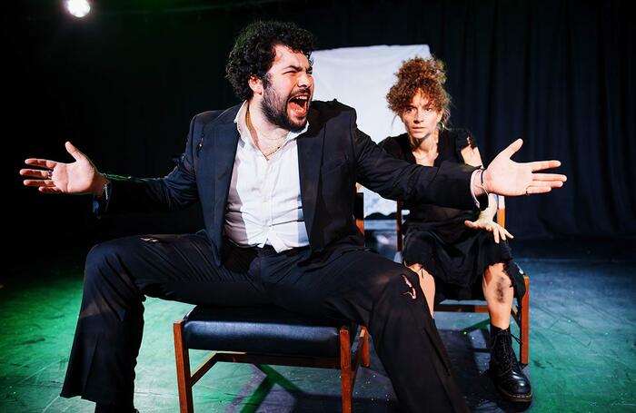 Dylan Corbett-Bader and Gemma Barnett in Nick Cassenbaum&rsquo;s REVENGE: After the Levoyah at London&rsquo;s Soho Theatre last month. Photo: Alex Brenner