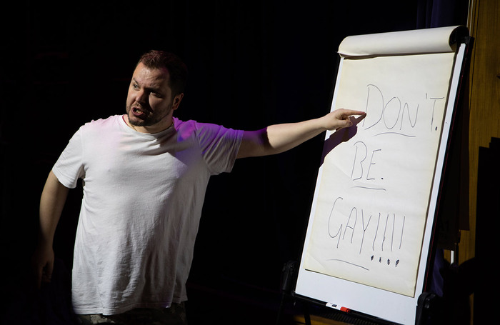 Sam Danson in BI-TOPIA at Underbelly Cowgate, Edinburgh. Photo: Jason Lock