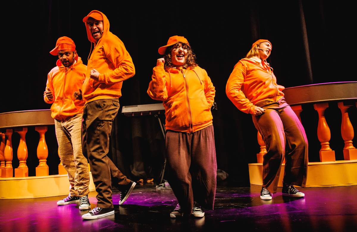 The cast of A Jaffa Cake Musical at Pleasance Courtyard, Edinburgh