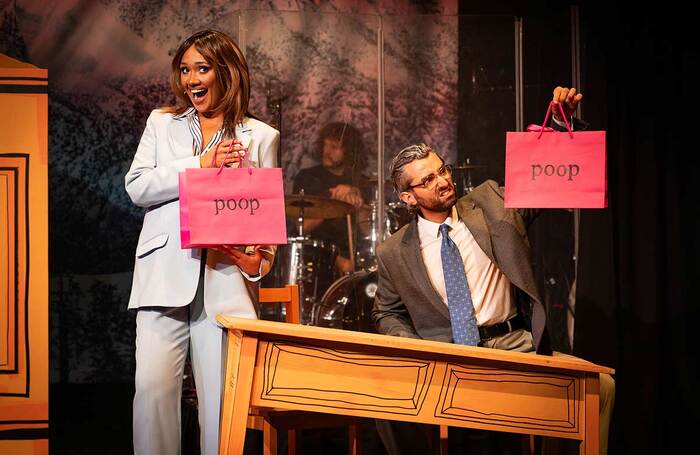 Tori Allen-Martin and Marc Antolin in I Wish You Well – The Gwyneth Paltrow Ski Trial Musical at Underbelly, George Square, Edinburgh. Photo: Mark Senior Tori Allen-Martin and Marc Antolin in I Wish You Well – The Gwyneth Paltrow Ski Trial Musical at Underbelly, George Square, Edinburgh. Photo: Mark Senior