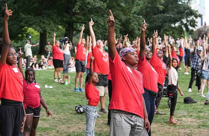 The crowd dancing at Let’s Hear It for New York! An Unforgettable Dance Experience. Photo: Howard Sherman