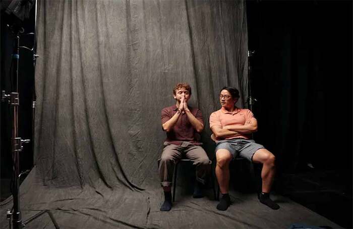 Ephraim Birney and Eric Elizaga in The Book of Mountains and Seas at the Pleasance Courtyard, Edinburgh. Photo: Blumenfield McCollum Ephraim Birney and Eric Elizaga in The Book of Mountains and Seas at the Pleasance Courtyard, Edinburgh. Photo: Blumenfield McCollum