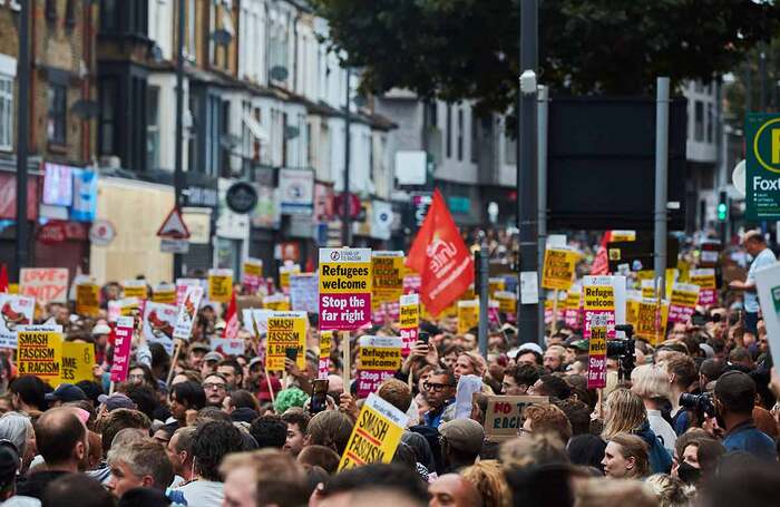 Thousands of anti-racism protesters at a peaceful rally in London last week (August 7, 2024) in response to recent far-right riots in the UK. Photo: Shutterstock