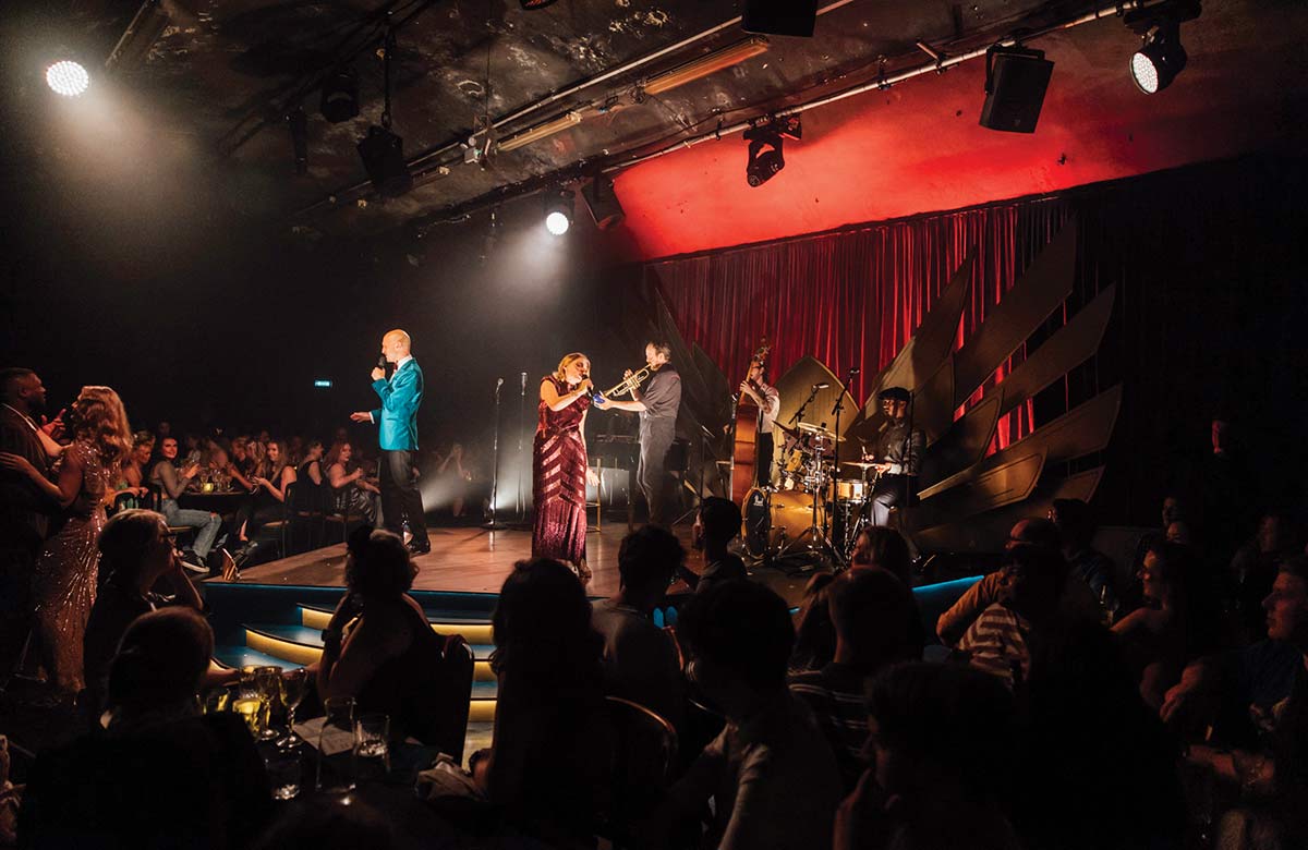 The cast of Rhythm and Ruse at the Vaults, London. Photo: Ben Morse