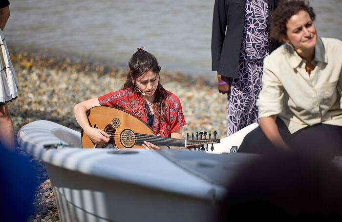 Rihab Azar and Laila Alj in Bodies of Water at Ahoy Centre, London. Photo: David Levene