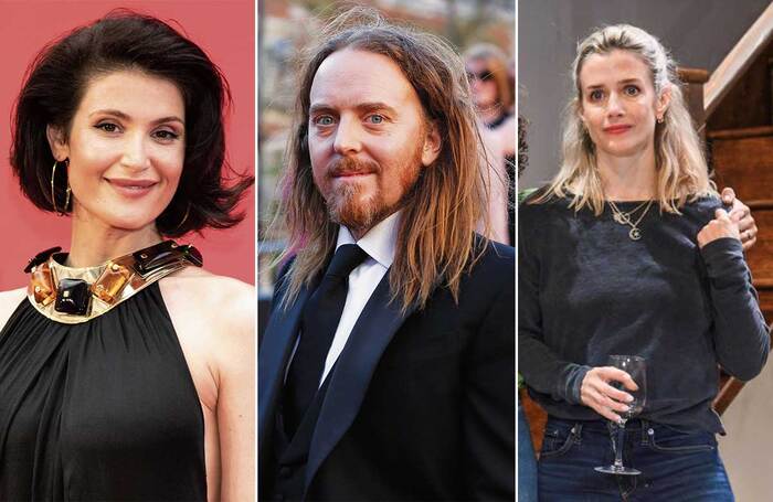 Gemma Arterton, Tim Minchin and Lisa Dwan. Photos: Shutterstock/Pamela Raith/Charles Flint