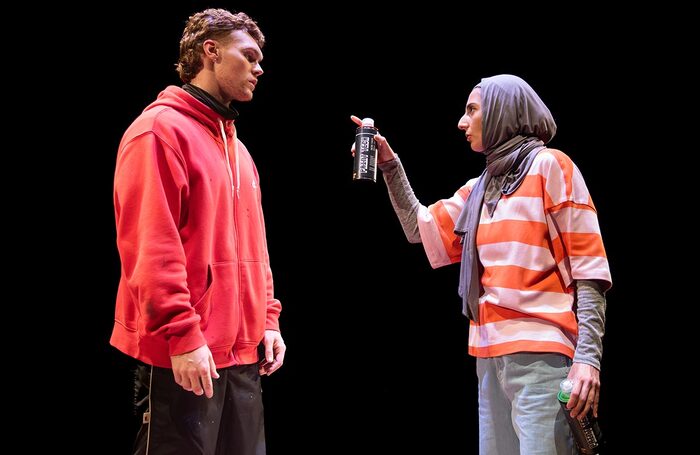 Brendan Barclay and Sera Mustafa in Dizzy at Tanya Moiseiwitsch Playhouse, Sheffield. Photo: Chris Saunders